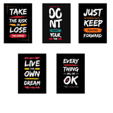 INUS Motivational, Uplifting, Empowering, Inspiring Wall Abstract Posters,A4 300GSM with comes with a built-in self-adhesive strip and Free Stickers - (30 cm x 21 cm x 0.2 cm)(Pack of 5)